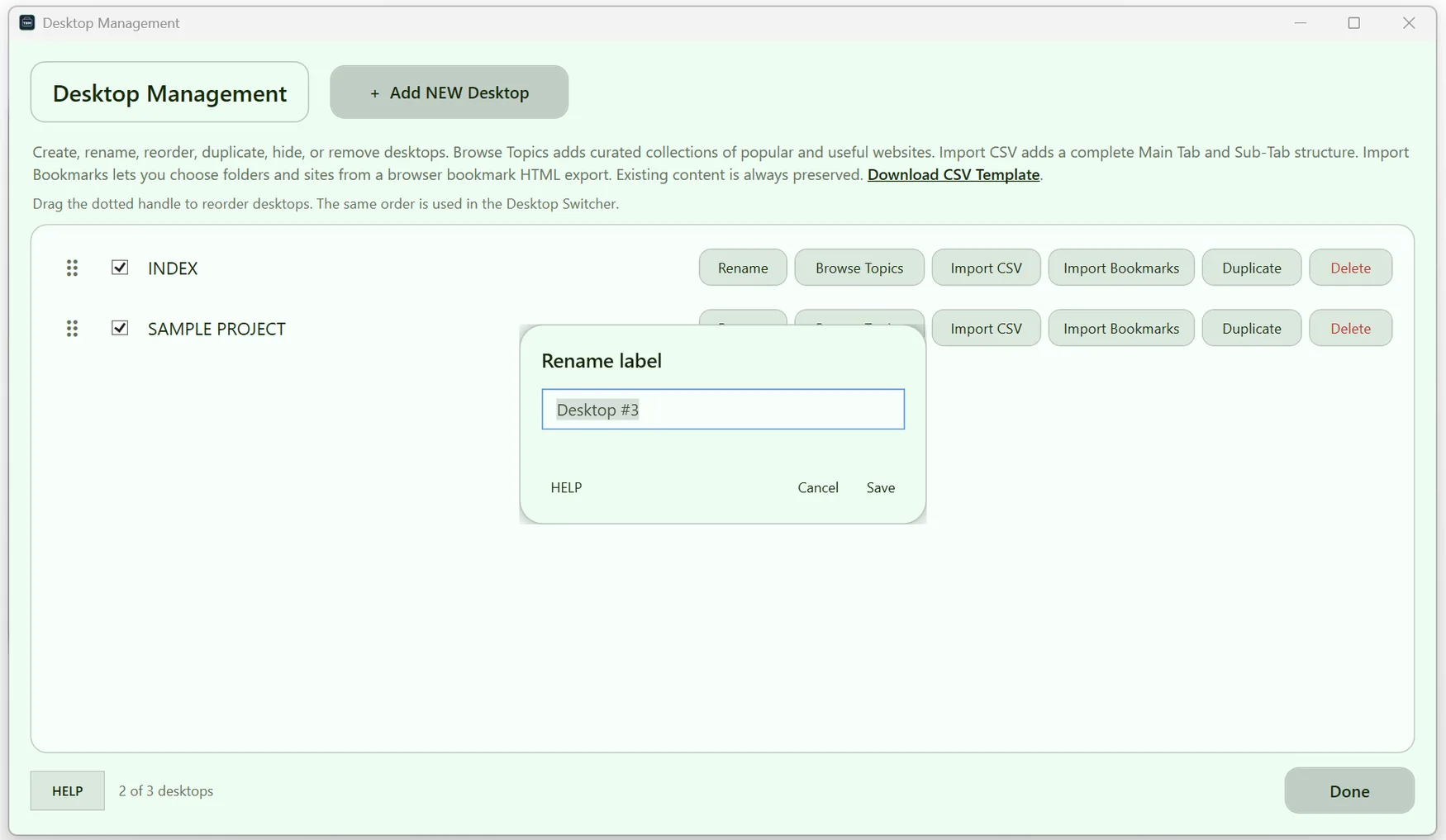 ToolBoxManager V16 screen related to More Desktop Management controls